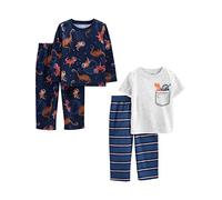 Simple Joys by Carter's Boys' 4-Piece Poly Pajamas, Blue/Grey/Dinosaur, 6
