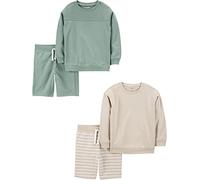 Simple Joys by Carter's boys 4-piece Sweatshirt Set, Beige Stripe/Bottle Green, 6