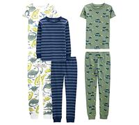 Simple Joys by Carter's Boys' 6-Piece Snug Fit Cotton Pajama Set, Blue/Green/Dinosaur, 6