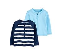 Simple Joys by Carter's Boys' Assorted Rashguard Set, Pack of 2, Light Blue/Navy, Stripes, 3 Years