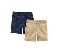 Simple Joys by Carter's Boys' Flat Front Shorts, Pack of 2, Light Khaki Brown/Navy, 4 Years