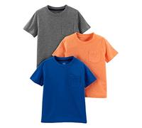 Simple Joys by Carter's Boys' Short-Sleeve Shirts, Pack of 3, Grey/Orange/Royal Blue, 5-6 Years