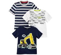 Simple Joys by Carter's Boys' Short-sleeve Shirts, Pack of 3, Grey Stripes/Navy/White Dinosaur, 2 Years