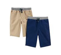 Simple Joys by Carter's Boys' Shorts, Pack of 2, Light Khaki Brown/Navy, 4