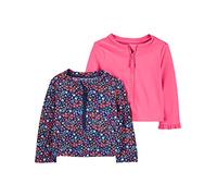 Simple Joys by Carter's Girls' 2-Pack Zip Rashguards, Florals/Pink, 2T