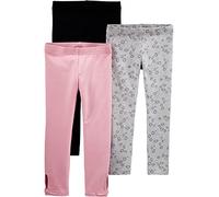 Simple Joys by Carter's Girls' 3-Pack Leggings, Black/Grey Animal Print/Light Pink, 2T
