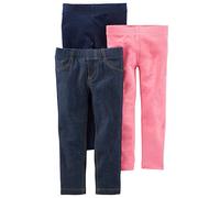 Simple Joys by Carter's Girls' 3-Pack Leggings, Navy/Pink/Denim, 7
