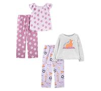 Simple Joys by Carter's Girls' Little Kid 4-Piece Poly Pajamas, Animals/Yoga, 4