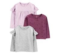 Simple Joys by Carter's Girls' Long-Sleeve Shirts, Pack of 3, Grey/Pink/Floral, 7