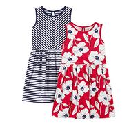 Simple Joys by Carter's Girls' Short-Sleeve and Sleeveless Dress Sets, Pack of 2, Navy Stripe/Red Poppy Print, 7
