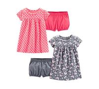 Simple Joys by Carter's Girls' Short-Sleeve and Sleeveless Dress Sets, Pack of 2, Pink Print/Grey Butterfly, 24 Months