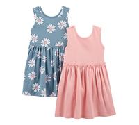 Simple Joys by Carter's Girls' Short-Sleeve and Sleeveless Dress Sets, Pack of 2 Playwear, Dusty Blue Floral/Pink, 12 Months