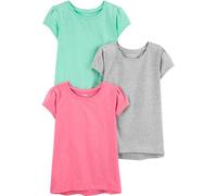 Simple Joys by Carter's Girls' Short-sleeve Shirts, Pack of 3, Grey Heather/Mint Green/Pink, 4-5 Years