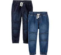 Simple Joys by Carter's Toddler Boys' Pull-On Denim Trouser, Pack of 2, Denim/Dark Denim, 4 Years