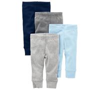 Simple Joys by Carter's Unisex Babies' Cotton Trousers, Pack of 4, Blue/Grey/White, 0-3 Months