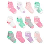 Simple Joys by Carter's Baby Girls' 12-Pack Sock Crew, Pink/Purple/Mint Green, 12-24 Months (Pack of 12)