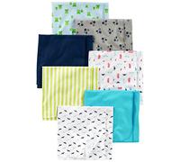 Simple Joys by Carter's Unisex Babies' Muslin Burp Cloths, Pack of 7, Blue/White, One Size