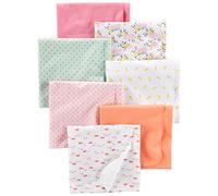 Simple Joys by Carter's Unisex Babies' Muslin Burp Cloths, Pack of 7, Multicolour/Dinosaur/Dots/Floral/Lemon/Turtle, One Size