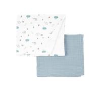 Simple Joys by Carter's Unisex-Baby 2-Pack Cotton Gauze Blanket, Sage Green/White Elephant, One Size