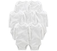 Simple Joys by Carter's Baby Side-snap Long-Sleeve Shirt Bodysuit, White, Premature (Pack of 7)