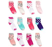 Simple Joys by Carter's Unisex Kids' Crew Socks, 12 Pairs, Animal Print/Avocados/Cat/Dots, 4-5 Years