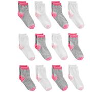 Simple Joys by Carter's Unisex Kids' Crew Socks, 12 Pairs, Grey/Pink/White, 4-5 Years