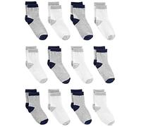 Simple Joys by Carter's Unisex Kids' Crew Socks, 12 Pairs, Grey/White, 4-5 Years