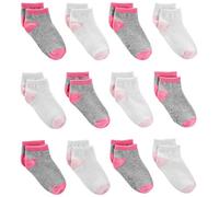 Simple Joys by Carter's Unisex Toddlers and Babies' Crew Socks, 12 Pairs, Pink/Grey/White, 2-3 Years