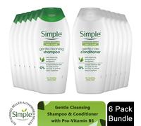 Simple Kind to Hair Gentle Care Shampoo & Conditioner w/ Pro-Vitamin B5 -6x400ml