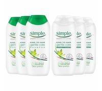 Simple Kind to Hair Gentle Care Shampoo or Conditioner, 3 x 200ml Each | Mild & Nourishing Formula for Sensitive Scalp | Daily Use Hair Care | Vegan, Cruelty-Free & No Harsh Chemicals