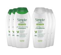 Simple Kind to Hair Gentle Care Shampoo & Conditioner Set, 3 x 400ml Each (Total 6 Bottles) | Mild, Nourishing & Gentle Formula for All Hair Types | Daily Use, Vegan & Cruelty-Free