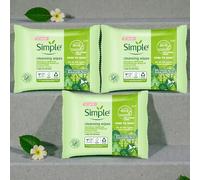 Simple Kind to Skin Biodegradable Cleansing Wipes - 3 Packs (3 x 25 Wipes) Removes Waterproof Makeup For Sensitive Skin