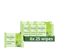 Simple Kind to Skin Cleansing Face Wipes, Unscented, Pack of 6 x 25 Wipes | For daily cleansing, gently removes make-up and impurities while leaving skin fresh.