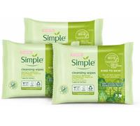 Simple Kind to Skin Cleansing Wipes, Biodegradable, Pack of 3 (25 Wipes Each) - Gentle Face Cleansing Wipes for Sensitive Skin, Removes Makeup, Dirt & Impurities