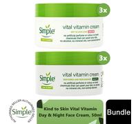 Simple Kind to Skin Face Cream Bundle - Day SPF15 & Night Cream 50ml, 3Pack Each