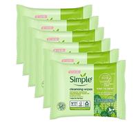 Simple Kind to Skin - Facial Wipes for sensitive skin with Glycerin, Vitamin E,and Vitamin B5 -25 pc pack of 6