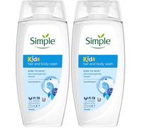 Simple Kind to Skin Kids Shampoo & Body Wash Hypoallergenic Shower Gel with natural lavender & chamomile oil for your child's sensitive skin 6x 225 ml (Pack of 2)