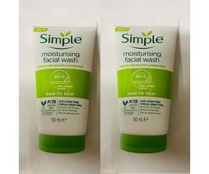Simple Kind to Skin Moisturising Facial Wash 100% Soap Free Foam 150ml Pack of 2