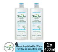 Simple Water Boost Micellar Cleansing Water 400ml Dry Dehydrated Skin 2 Pack