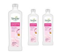Simple Kind to Skin Nourishing Bath Soak, Pack of 3, Bubble Bath for Women, Soft and Hydrated Skin with Pro-Vitamin B5, Vitamin E and Chamomile Oil for Sensitive Skin Type, 1 L