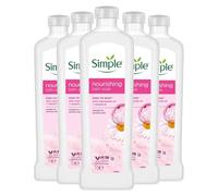 Simple Kind to Skin Nourishing Bath Soak, Pack of 5, Bubble Bath for Women, Soft and Hydrated Skin with Pro-Vitamin B5, Vitamin E and Chamomile Oil for Sensitive Skin Type, 1 L