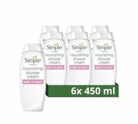Simple Kind to Skin Nourishing Body Wash Shower Gel with vitamins and natural geranium oil for gentle skin care 450 ml, Pack of 6