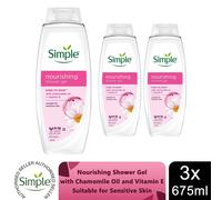 Simple Kind to Skin Nourishing Shower Gel 675ml, 3 Pack