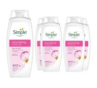 Simple Kind to Skin Nourishing Shower Gel, Pack of 5, Shower Gel with Vitamins E and chamomile Oil for Gentle Skin Care, 450 ml