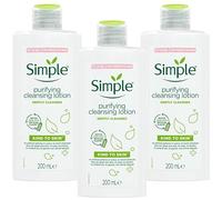Simple Kind to Skin Purifying Cleansing Lotion 3 x 200mL - Gentle Face Cleanser for Sensitive Skin - Hydrating & Soothing - No Harsh Chemicals - Fragrance-Free (3 Pack)