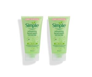 Simple Kind to Skin Refreshing Facial Wash 100% Soap free Gel 150ml Pack of 2