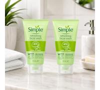 Simple Kind to Skin Refreshing Facial Wash 50 ml - Bundle: 2 × 50 ml + Cleaning Cloth