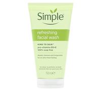 Simple Kind to Skin Refreshing Facial Wash Gel (6 x 150ml) - Soap Free Sensitive Skin Face Cleanser Multipack with Vitamin E & B5, Fragrance Free Gentle Foaming Skin Wash