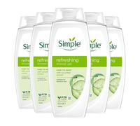 Simple Kind to Skin Refreshing Shower Gel 450ml 5 Pack for Sensitive Skin