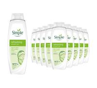 Simple Kind to Skin Refreshing Shower Gel, Pack of 10, Body Wash with Cucumber Extracts and Pro-Vitamin B5 Dermatologically Tested for Sensitive Skin, 675 ml
